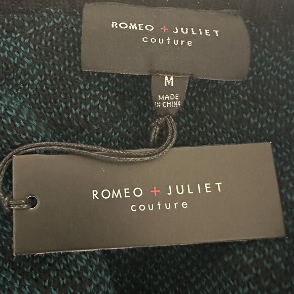 Romeo & Juliet Couture Emerald Black Cheetah Knit Swing Cardigan M Fringed NWT - Picture 9 of 13